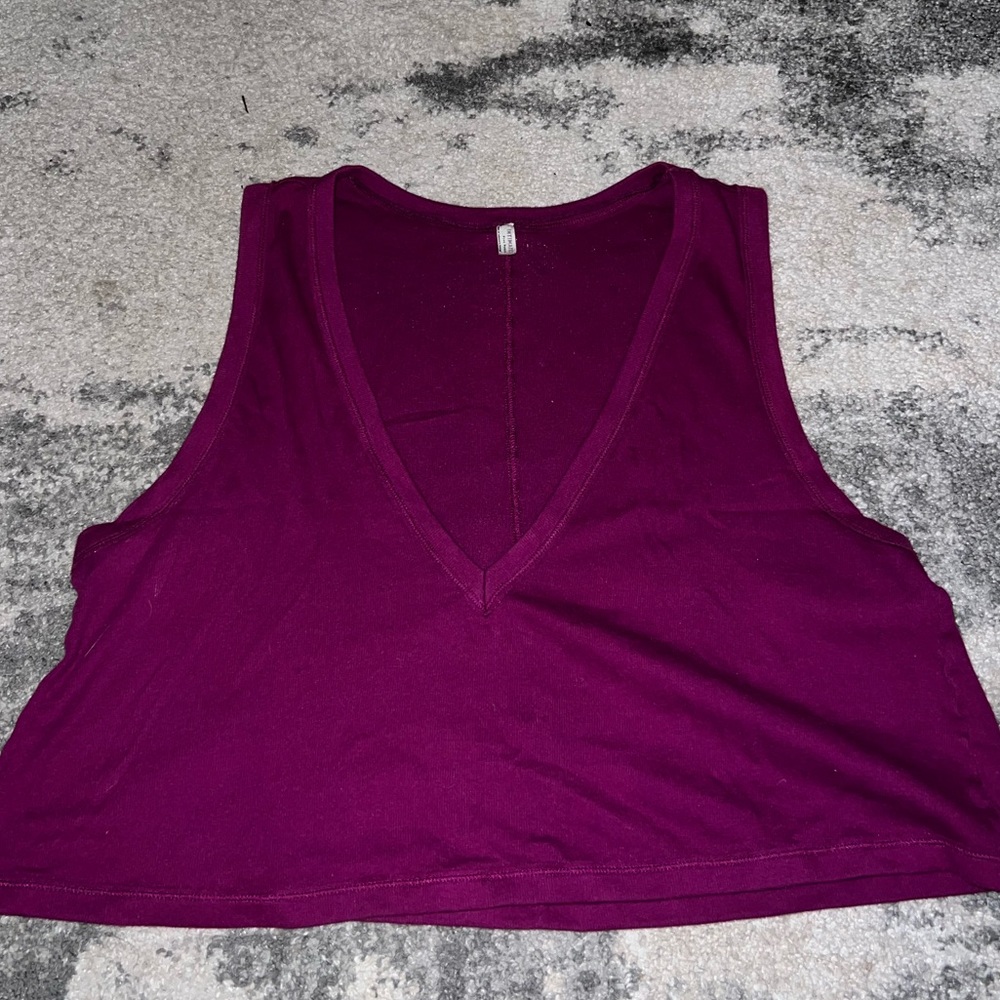 Free People Intimately Burgundy Oversized Crop Trop